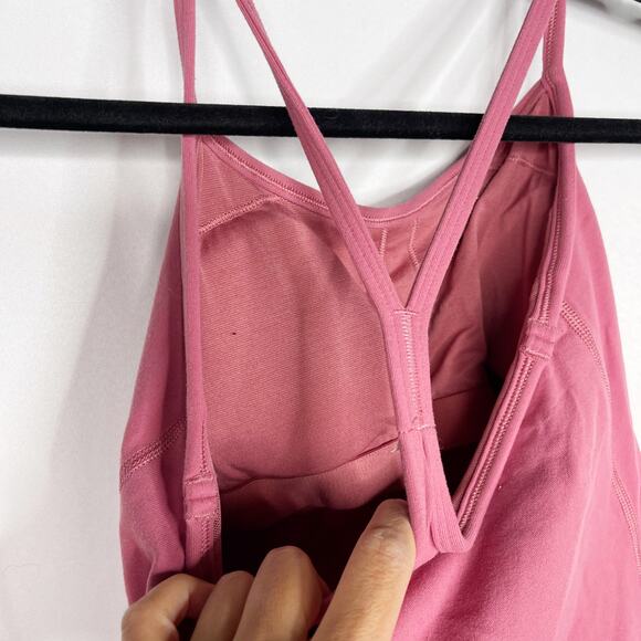 Lululemon Womens 2 Moss Rose Pink Power Pose Tank Top Built In Bra Luon Stretch - Picture 7 of 8